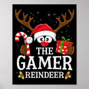 Christmas Matching The Gamer Reindeer Family  Poster