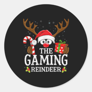 Christmas Matching The Gaming Reindeer Family Classic Round Sticker