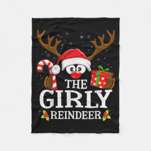 Christmas Matching The Girly Reindeer Family Fleece Blanket