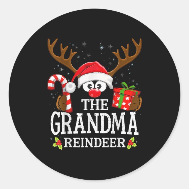 Christmas Matching The Grandma Reindeer Family  Classic Round Sticker (Front)