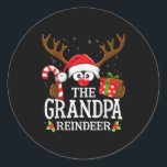 Christmas Matching The Grandpa Reindeer Family  Classic Round Sticker<br><div class="desc">Christmas Matching The Grandpa Reindeer Family</div>