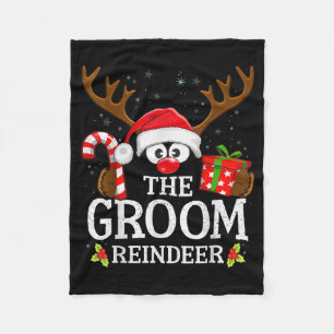 Christmas Matching The Groom Reindeer Family Fleece Blanket