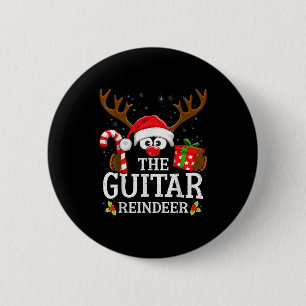 Christmas Matching The Guitar Reindeer Family  6 Cm Round Badge