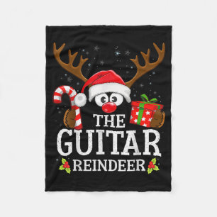 Christmas Matching The Guitar Reindeer Family Fleece Blanket