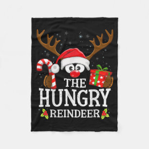 Christmas Matching The Hungry Reindeer Family Fleece Blanket