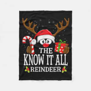 Christmas Matching The Know It All Reindeer Family Fleece Blanket