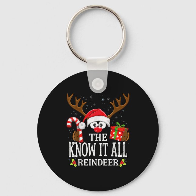 Christmas Matching The Know It All Reindeer Family Key Ring (Front)