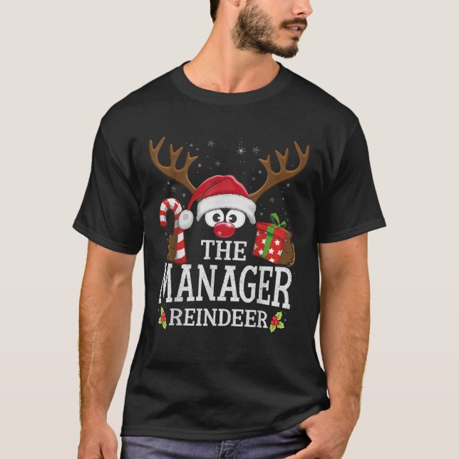 Christmas Matching The Manager Reindeer Family  T-Shirt (Front)