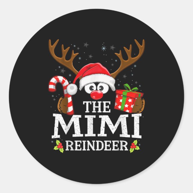 Christmas Matching The Mimi Reindeer Family  Classic Round Sticker (Front)