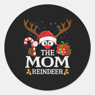 Christmas Matching The Mom Reindeer Family  Classic Round Sticker