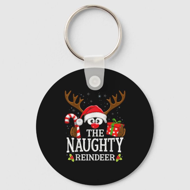 Christmas Matching The Naughty Reindeer Family  Key Ring (Front)
