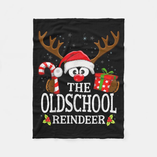Christmas Matching The Oldschool Reindeer Family  Fleece Blanket (Front)