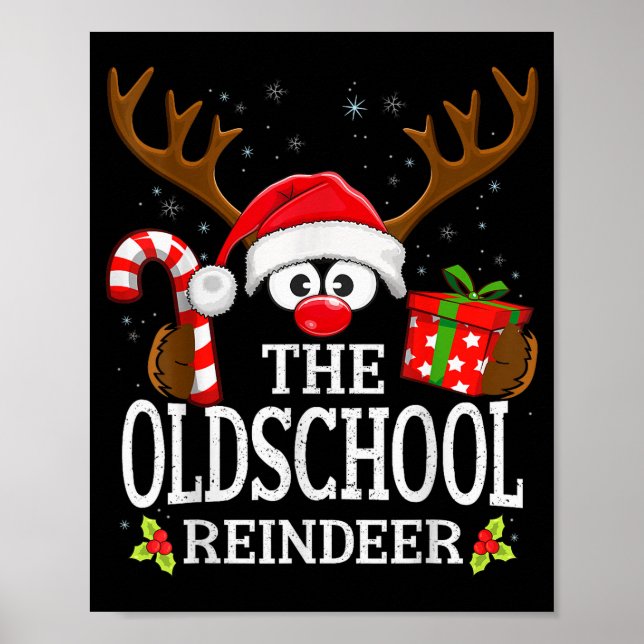 Christmas Matching The Oldschool Reindeer Family  Poster (Front)