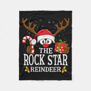 Christmas Matching The Rock Star Reindeer Family Fleece Blanket