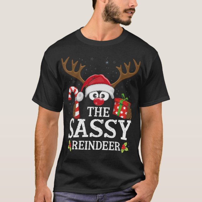 Christmas Matching The Sassy Reindeer Family T-Shirt (Front)