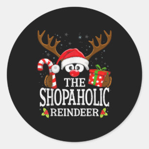 Christmas Matching The Shopaholic Reindeer Family Classic Round Sticker