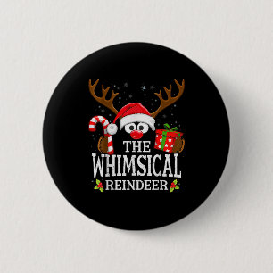 Christmas Matching The Whimsical Reindeer Family 6 Cm Round Badge