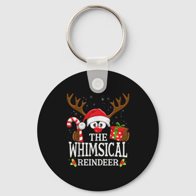 Christmas Matching The Whimsical Reindeer Family  Key Ring (Front)