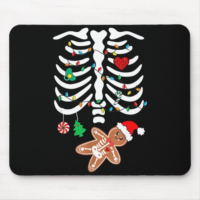 Christmas Maternity Pregnancy Gingerbread Skeleton Mouse Mat (Front)