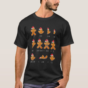 Christmas Math Teacher Fraction Gingerbread Cookie T-Shirt