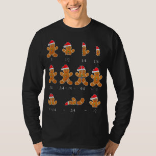 Christmas Math Teacher Fraction Gingerbread Cookie T-Shirt