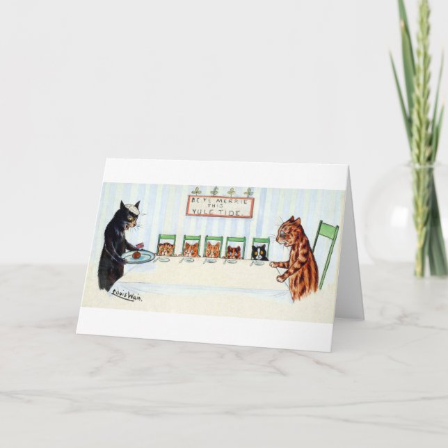 Christmas meal, Louis Wain Holiday Card (Front)