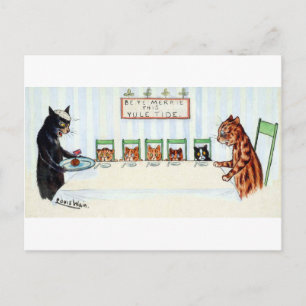 Christmas meal, Louis Wain Holiday Postcard