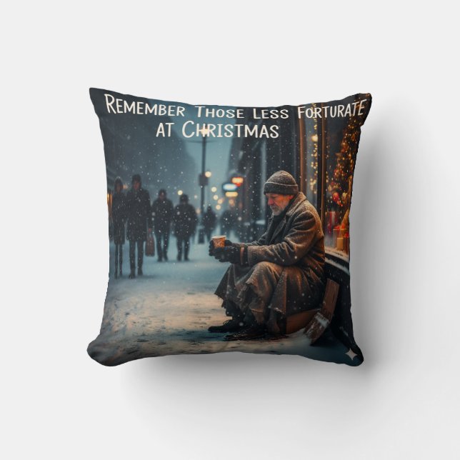 CHRISTMAS MEANING PICTURE REMEMBER THE POOR CUSHION (Front)