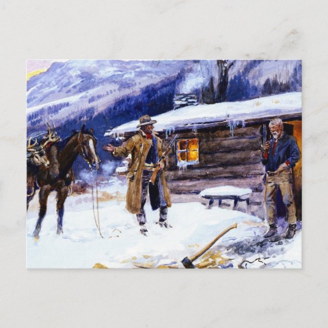 “Christmas Meat” by Charles M Russell Postcard (Front)