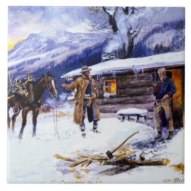 “Christmas Meat” by Charles M Russell Tile (Front)
