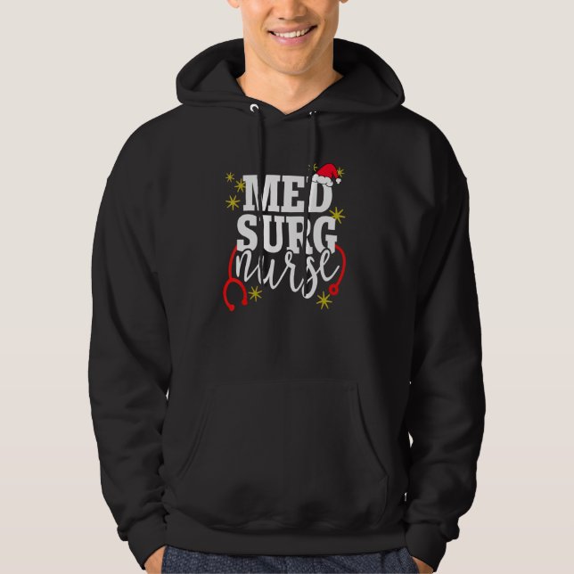 Christmas Med Surg Nurse - Santa Hat Holiday RN Hoodie (Front)