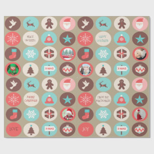Christmas Medallions Custom Photos Wrapping Paper