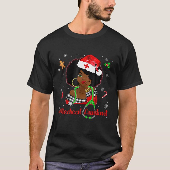 Christmas Medical Assistant Nurse Life African Ame T-Shirt (Front)