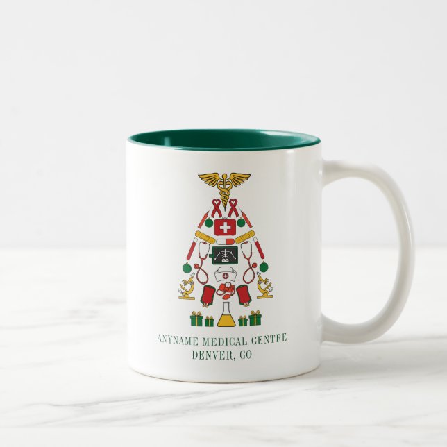Christmas Medical Centre Doctors and Nurses Two-Tone Coffee Mug (Right)