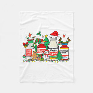 Christmas Medication Bottles Funny Nurse Humor  Fleece Blanket