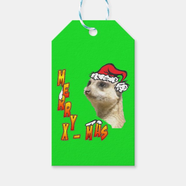 Christmas Meerkat Customisable Gift Tags (Front)