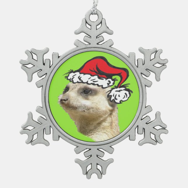 Christmas Meerkat Customisable Snowflake Ornament (Front)