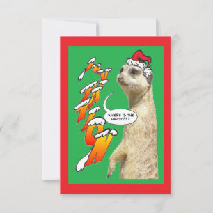 Christmas Meerkat Party Invitation Green