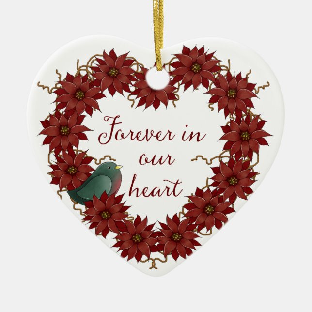 Christmas Memorial - Forever in our Heart Ceramic Tree Decoration (Front)