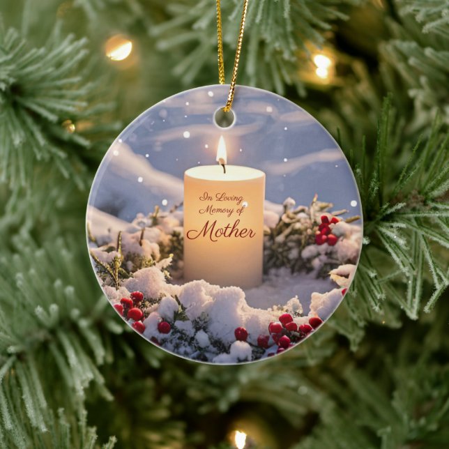 Christmas Memorial of Mum Mother Candle Snow Ceramic Tree Decoration (Tree)