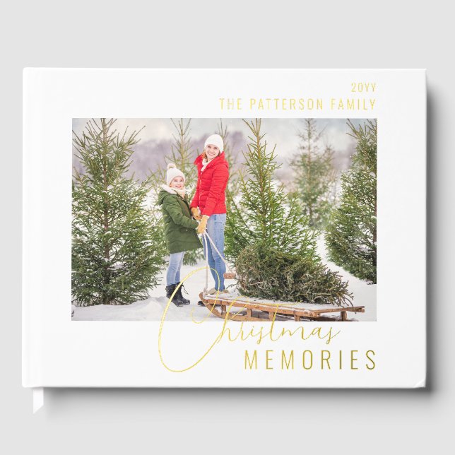 Christmas Memories Real Foil Family Photo Guest Book (Front)