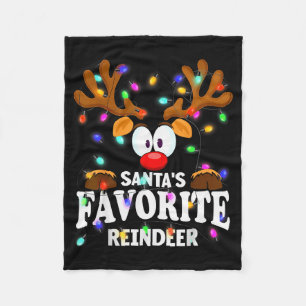 Christmas Men Women Santa's Favourite Reindeer Fleece Blanket