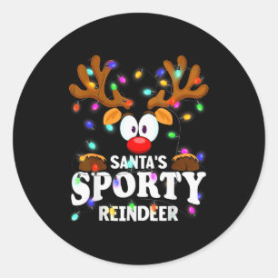 Christmas Men Women Santa's Srty Reindeer  Classic Round Sticker