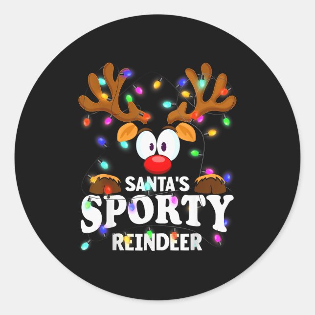 Christmas Men Women Santa's Srty Reindeer  Classic Round Sticker (Front)