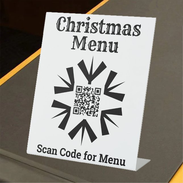 Christmas Menu Snowflake with QR Code Pedestal Sign (Creator Uploaded)