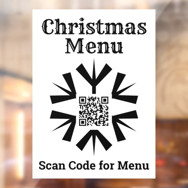 Christmas Menu Snowflake with QR Code Window Cling (Sheet 2)