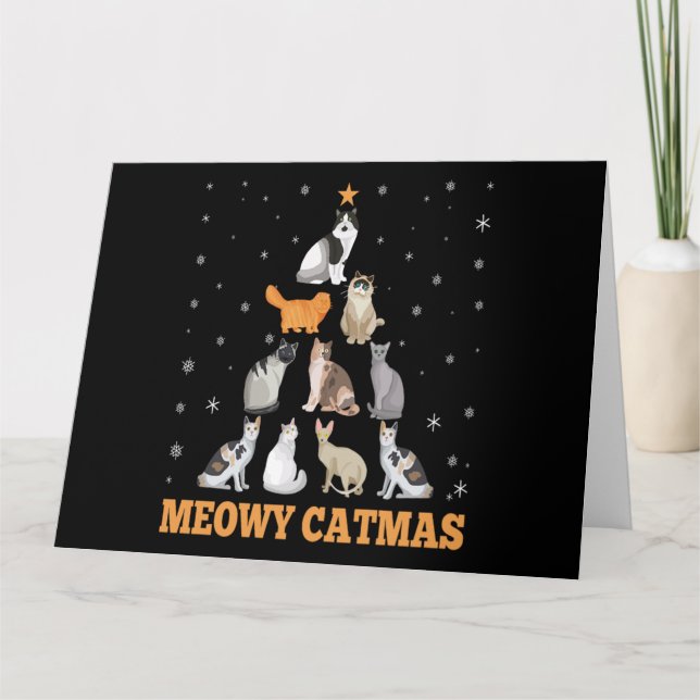 Christmas Meowy Catmas Holiday Cat Lover Gift Card (Front)