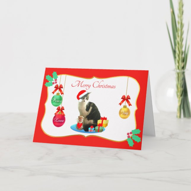 Christmas Merlin Cat Card (Front)