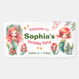 Christmas Mermaid Birthday Banner