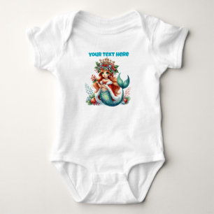 Christmas Mermaid – Editable Holiday Design Baby Bodysuit